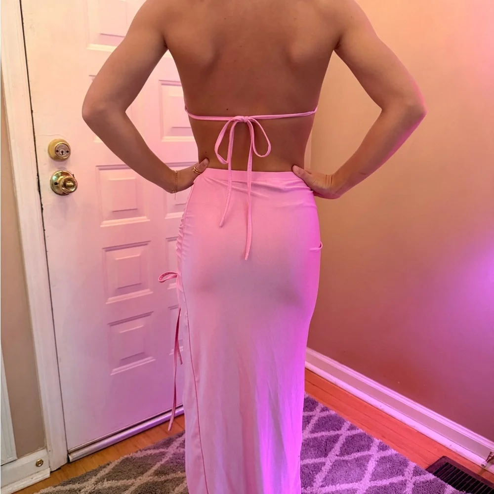 Pink Halter Top and Skirt Set - Picture 3 of 3